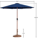 Meridian Fiji Navy Fabric / Teak Aluminum Patio Umbrella with Base Sets IMAGE 16