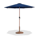 Meridian Fiji Navy Fabric / Teak Aluminum Patio Umbrella with Base Sets IMAGE 1
