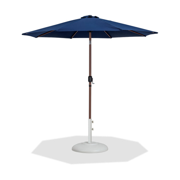 Meridian Fiji Navy Fabric / Matte White Aluminum Patio Umbrella with Base Sets IMAGE 1