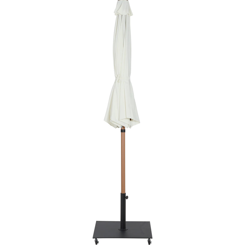 Meridian Fiji White Fabric / Matte Black Aluminum Patio Umbrella with Base Sets IMAGE 14