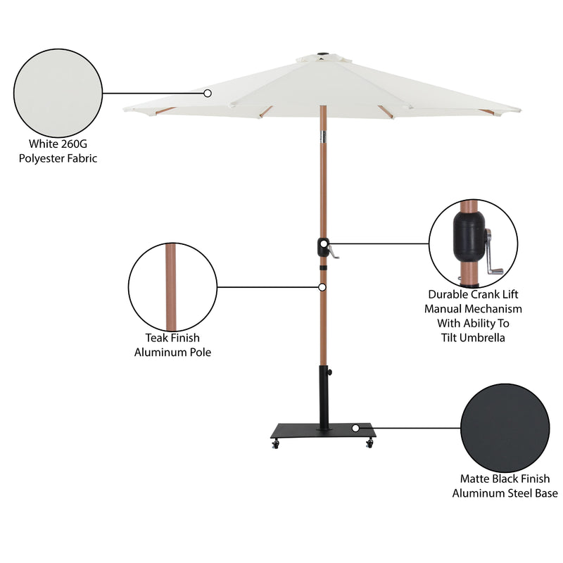 Meridian Fiji White Fabric / Matte Black Aluminum Patio Umbrella with Base Sets IMAGE 20