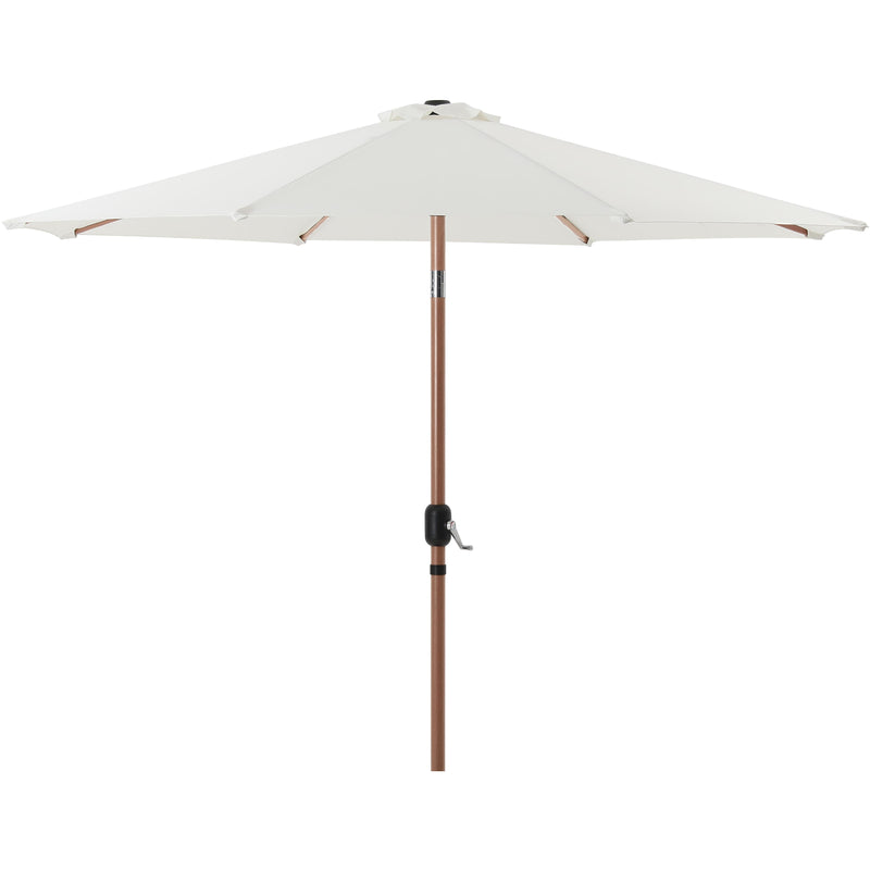 Meridian Fiji White Fabric / Matte Black Aluminum Patio Umbrella with Base Sets IMAGE 3