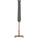 Meridian Fiji White Fabric / Teak Aluminum Patio Umbrella with Base Sets IMAGE 15