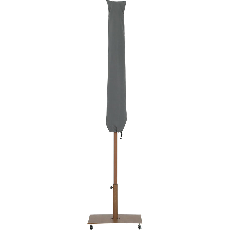 Meridian Fiji White Fabric / Teak Aluminum Patio Umbrella with Base Sets IMAGE 15