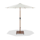 Meridian Fiji White Fabric / Teak Aluminum Patio Umbrella with Base Sets IMAGE 1