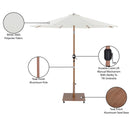Meridian Fiji White Fabric / Teak Aluminum Patio Umbrella with Base Sets IMAGE 20