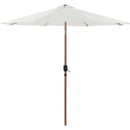 Meridian Fiji White Fabric / Teak Aluminum Patio Umbrella with Base Sets IMAGE 3