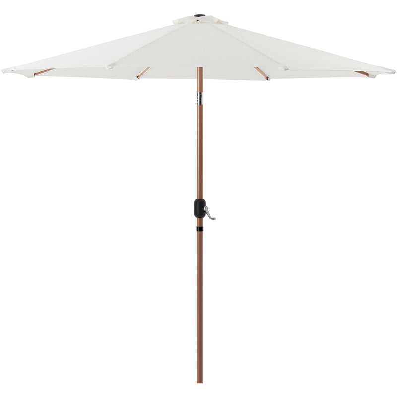 Meridian Fiji White Fabric / Teak Aluminum Patio Umbrella with Base Sets IMAGE 3