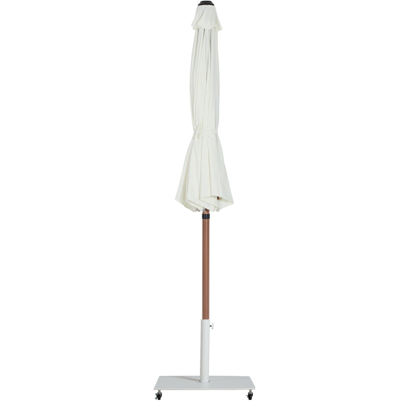 Meridian Fiji White Fabric / Matte White Aluminum Patio Umbrella with Base Sets IMAGE 14