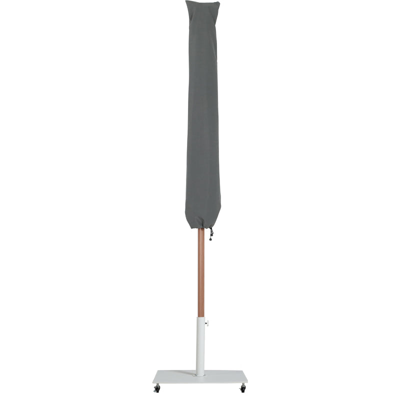 Meridian Fiji White Fabric / Matte White Aluminum Patio Umbrella with Base Sets IMAGE 15