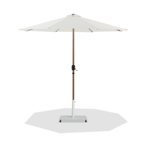 Meridian Fiji White Fabric / Matte White Aluminum Patio Umbrella with Base Sets IMAGE 1
