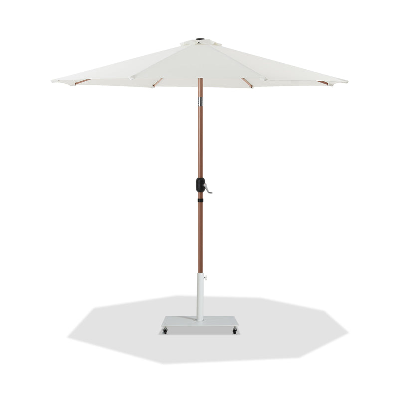Meridian Fiji White Fabric / Matte White Aluminum Patio Umbrella with Base Sets IMAGE 1