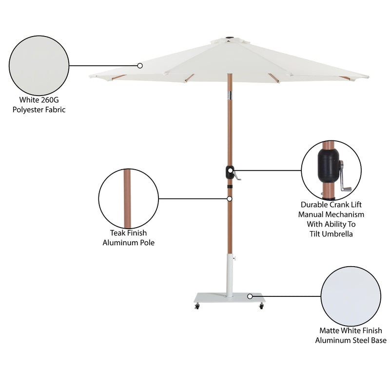 Meridian Fiji White Fabric / Matte White Aluminum Patio Umbrella with Base Sets IMAGE 20