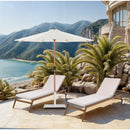 Meridian Fiji White Fabric / Matte White Aluminum Patio Umbrella with Base Sets IMAGE 2