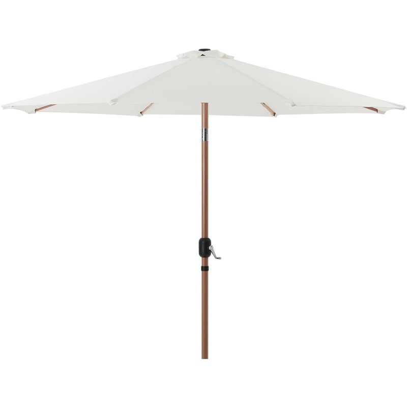 Meridian Fiji White Fabric / Matte Black Aluminum Patio Umbrella with Base Sets IMAGE 3