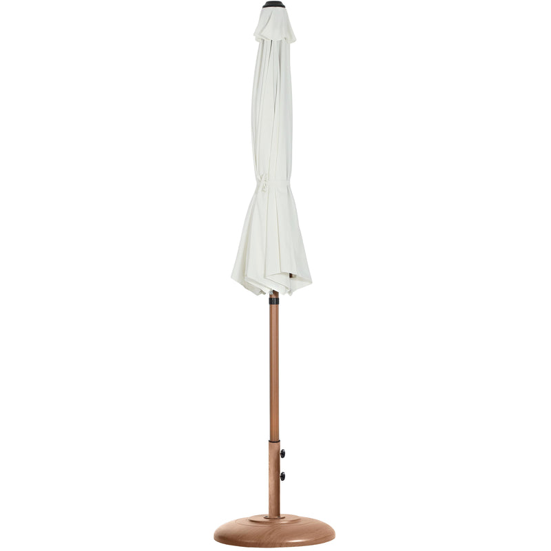 Meridian Fiji White Fabric / Teak Aluminum Patio Umbrella with Base Sets IMAGE 11