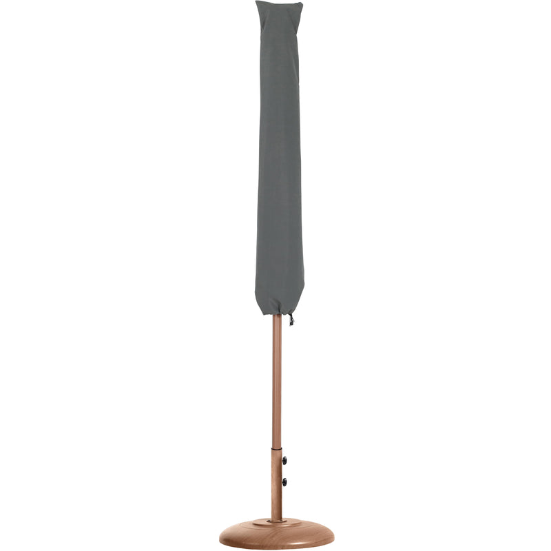 Meridian Fiji White Fabric / Teak Aluminum Patio Umbrella with Base Sets IMAGE 12