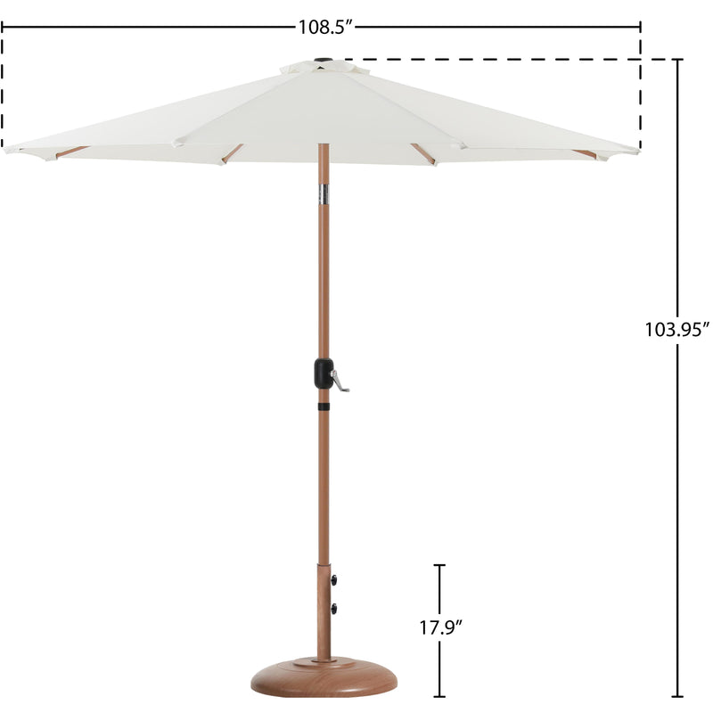 Meridian Fiji White Fabric / Teak Aluminum Patio Umbrella with Base Sets IMAGE 16