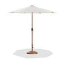 Meridian Fiji White Fabric / Teak Aluminum Patio Umbrella with Base Sets IMAGE 1