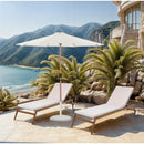 Meridian Fiji White Fabric / Matte White Aluminum Patio Umbrella with Base Sets IMAGE 2