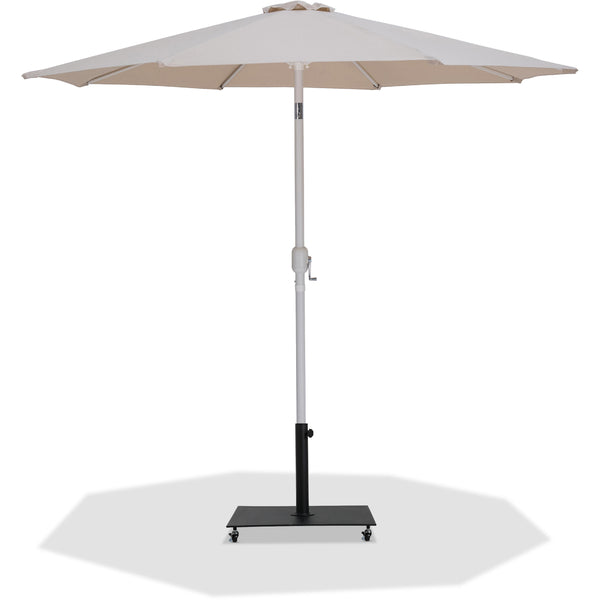 Meridian Fiji Beige Fabric / Matte Black Aluminum Patio Umbrella with Base Sets IMAGE 1