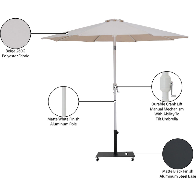 Meridian Fiji Beige Fabric / Matte Black Aluminum Patio Umbrella with Base Sets IMAGE 20