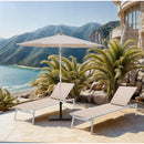 Meridian Fiji Beige Fabric / Matte Black Aluminum Patio Umbrella with Base Sets IMAGE 2