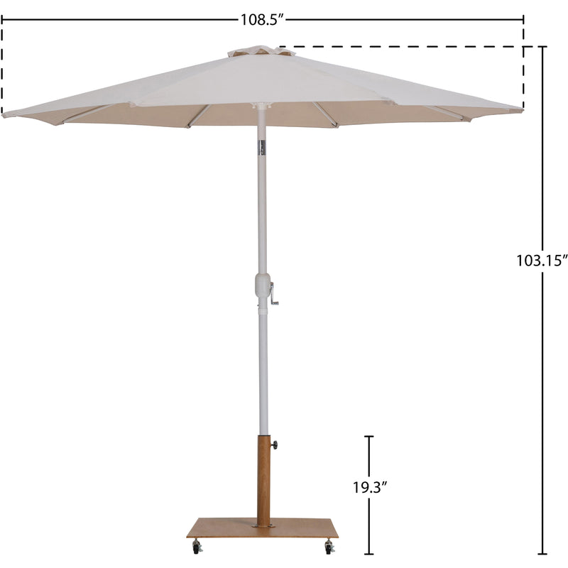 Meridian Fiji Beige Fabric / Teak Aluminum Patio Umbrella with Base Sets IMAGE 19