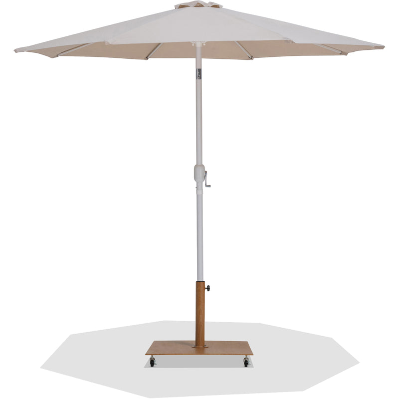 Meridian Fiji Beige Fabric / Teak Aluminum Patio Umbrella with Base Sets IMAGE 1
