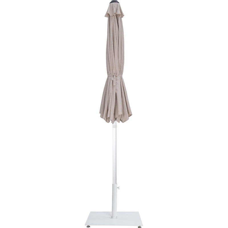 Meridian Fiji Beige Fabric / Matte White Aluminum Patio Umbrella with Base Sets IMAGE 14