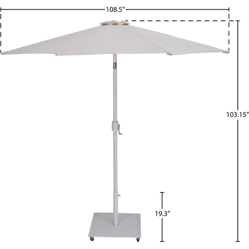 Meridian Fiji Beige Fabric / Matte White Aluminum Patio Umbrella with Base Sets IMAGE 19