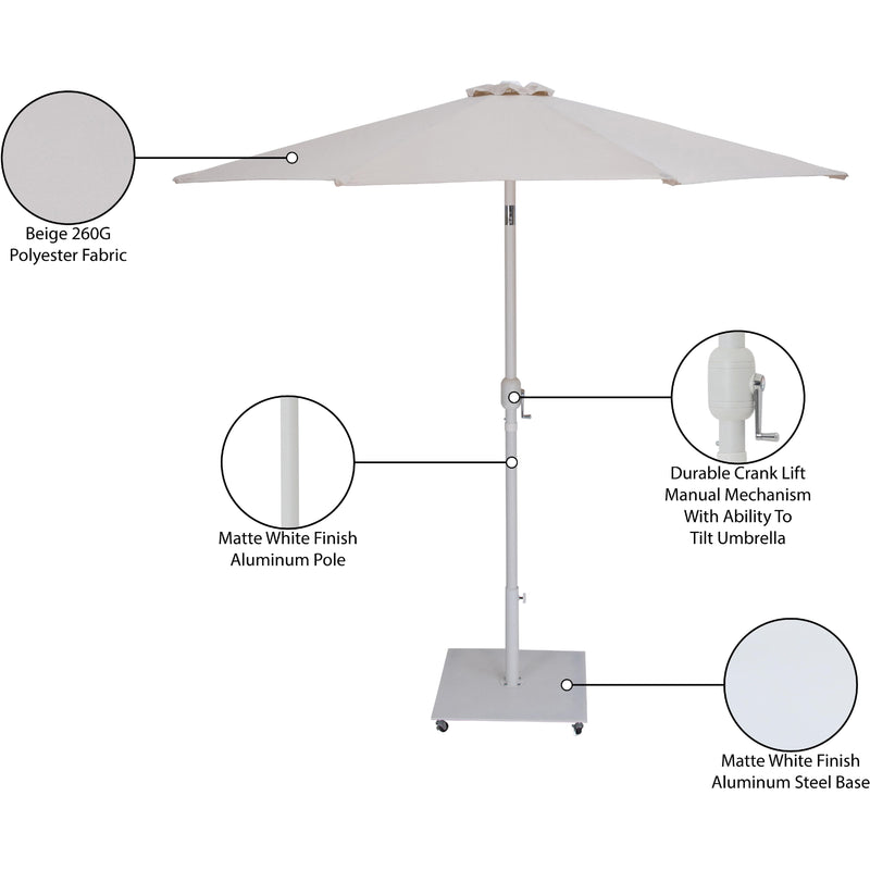 Meridian Fiji Beige Fabric / Matte White Aluminum Patio Umbrella with Base Sets IMAGE 20