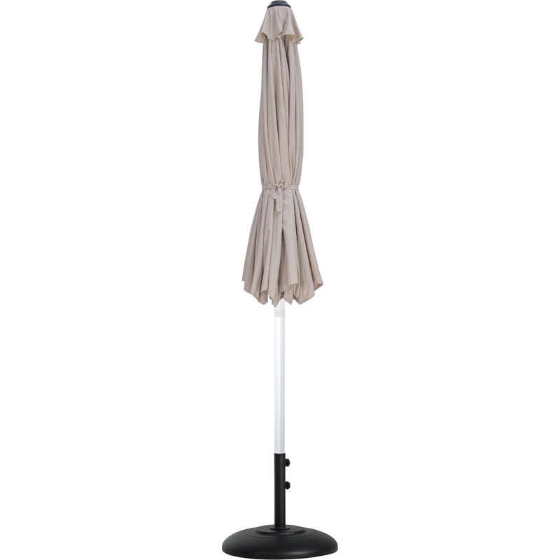 Meridian Fiji Beige Fabric / Matte Black Aluminum Patio Umbrella with Base Sets IMAGE 11
