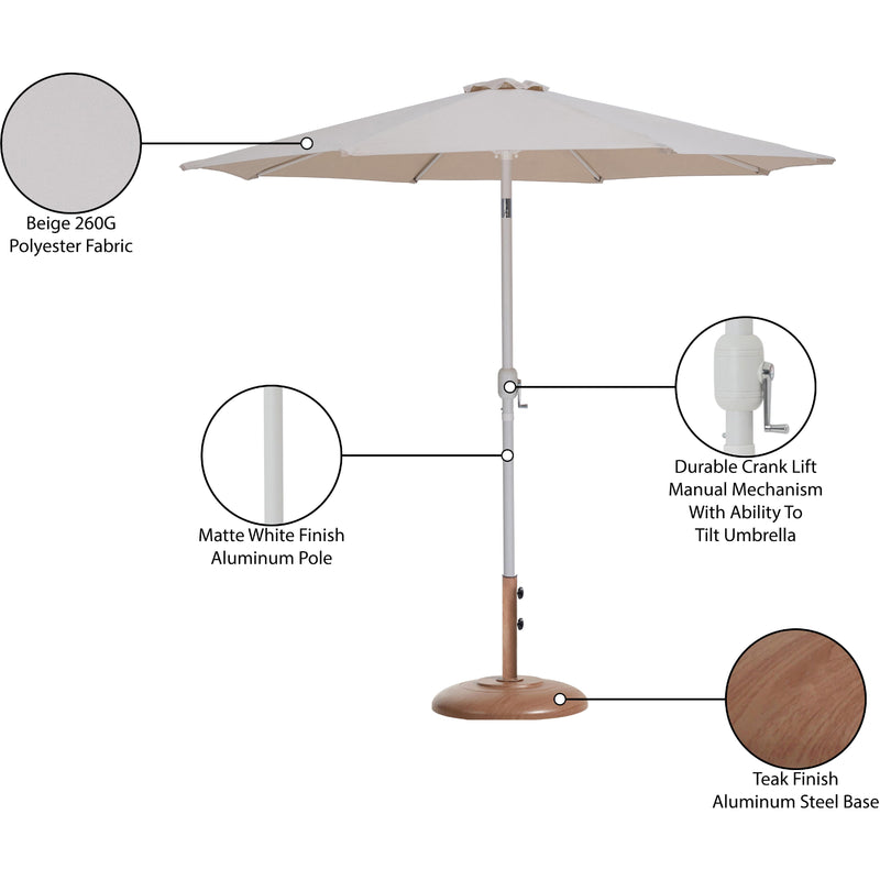 Meridian Fiji Beige Fabric / Teak Aluminum Patio Umbrella with Base Sets IMAGE 17