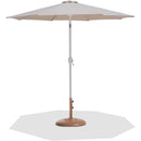 Meridian Fiji Beige Fabric / Teak Aluminum Patio Umbrella with Base Sets IMAGE 1