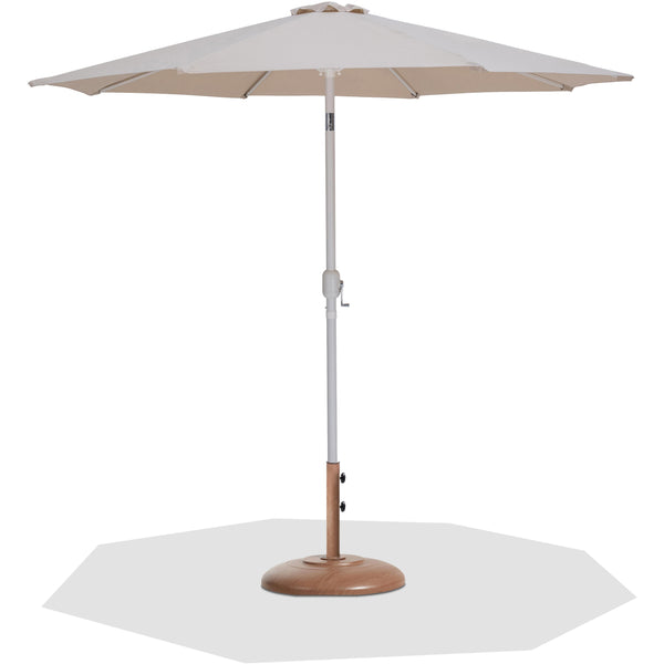 Meridian Fiji Beige Fabric / Teak Aluminum Patio Umbrella with Base Sets IMAGE 1