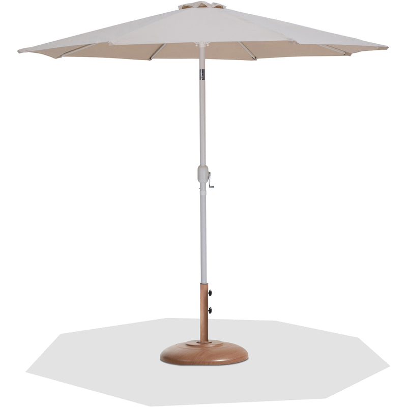 Meridian Fiji Beige Fabric / Teak Aluminum Patio Umbrella with Base Sets IMAGE 1