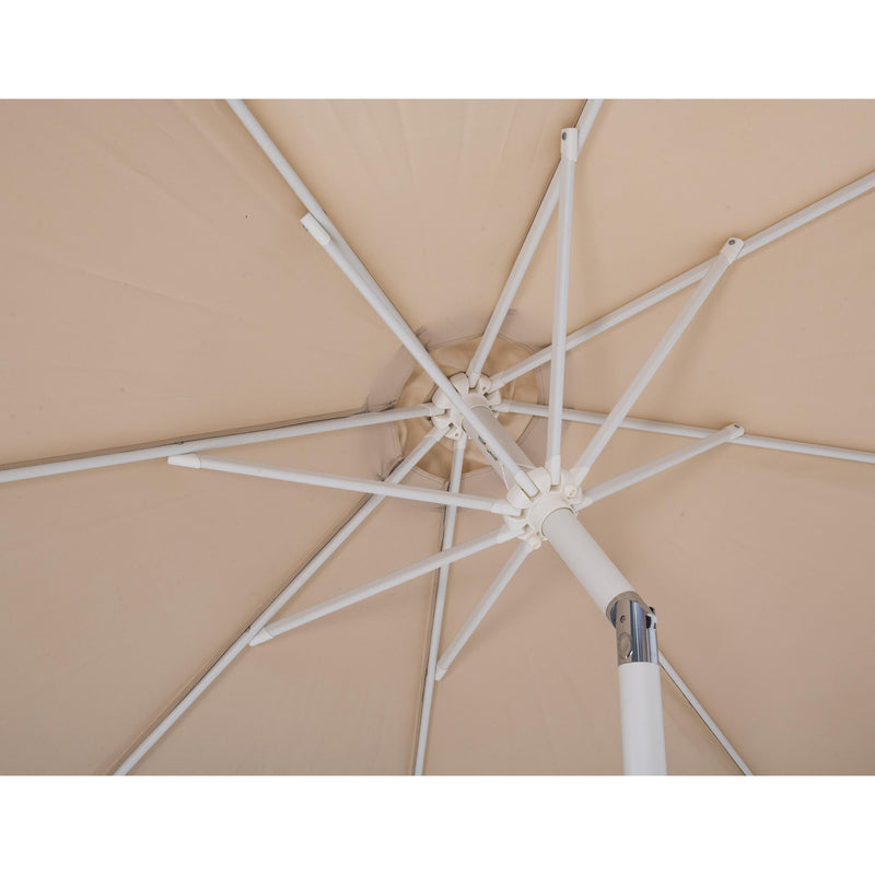 Meridian Fiji Beige Fabric / Matte White Aluminum Patio Umbrella with Base Sets IMAGE 14