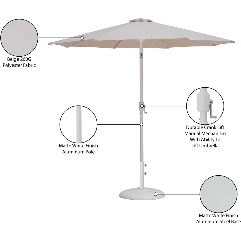 Meridian Fiji Beige Fabric / Matte White Aluminum Patio Umbrella with Base Sets IMAGE 17