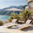 Meridian Fiji Beige Fabric / Matte White Aluminum Patio Umbrella with Base Sets IMAGE 2