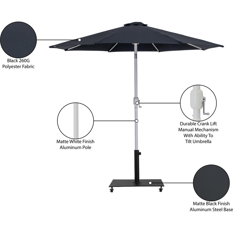 Meridian Fiji Black Fabric / Matte Black Aluminum Patio Umbrella with Base Sets IMAGE 20
