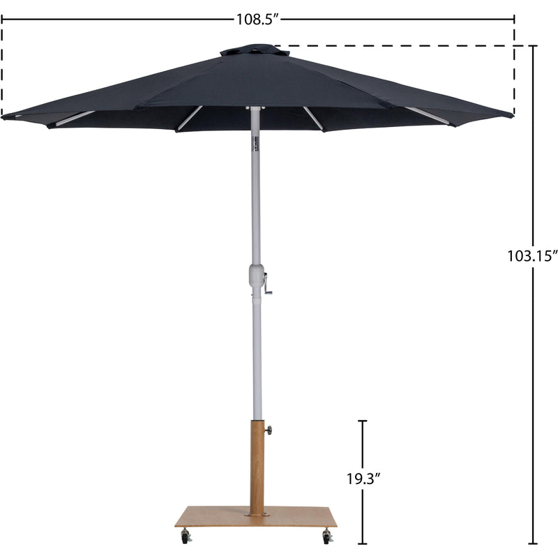 Meridian Fiji Black Fabric / Teak Aluminum Patio Umbrella with Base Sets IMAGE 19
