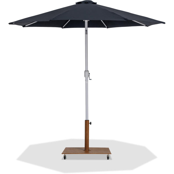 Meridian Fiji Black Fabric / Teak Aluminum Patio Umbrella with Base Sets IMAGE 1