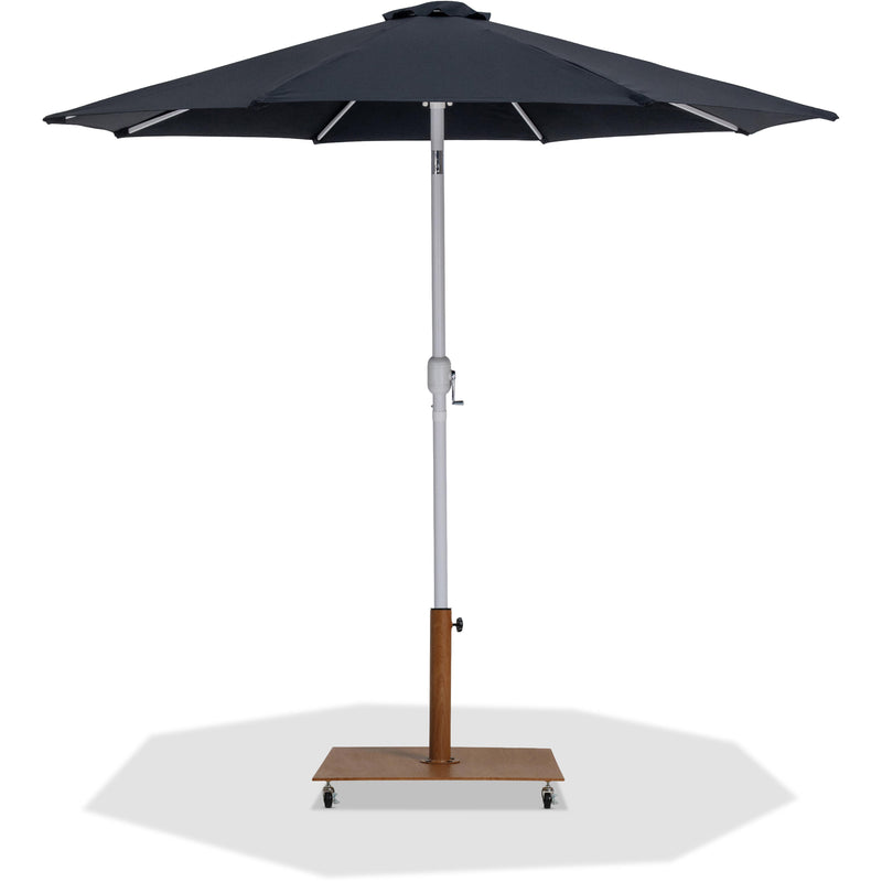 Meridian Fiji Black Fabric / Teak Aluminum Patio Umbrella with Base Sets IMAGE 1