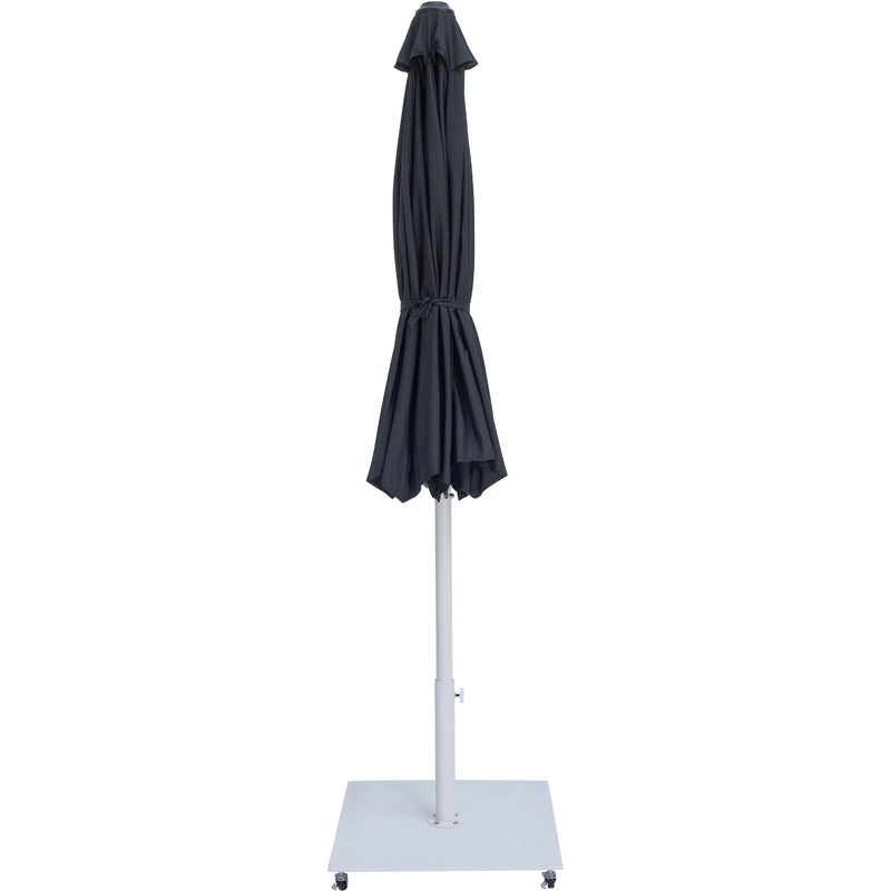 Meridian Fiji Black Fabric / Matte White Aluminum Patio Umbrella with Base Sets IMAGE 14