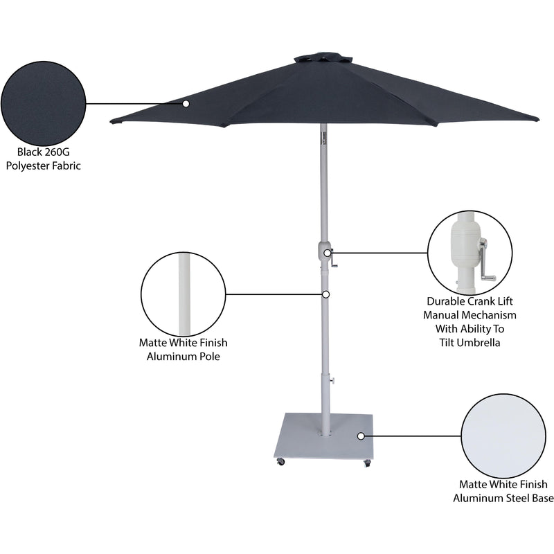 Meridian Fiji Black Fabric / Matte White Aluminum Patio Umbrella with Base Sets IMAGE 20