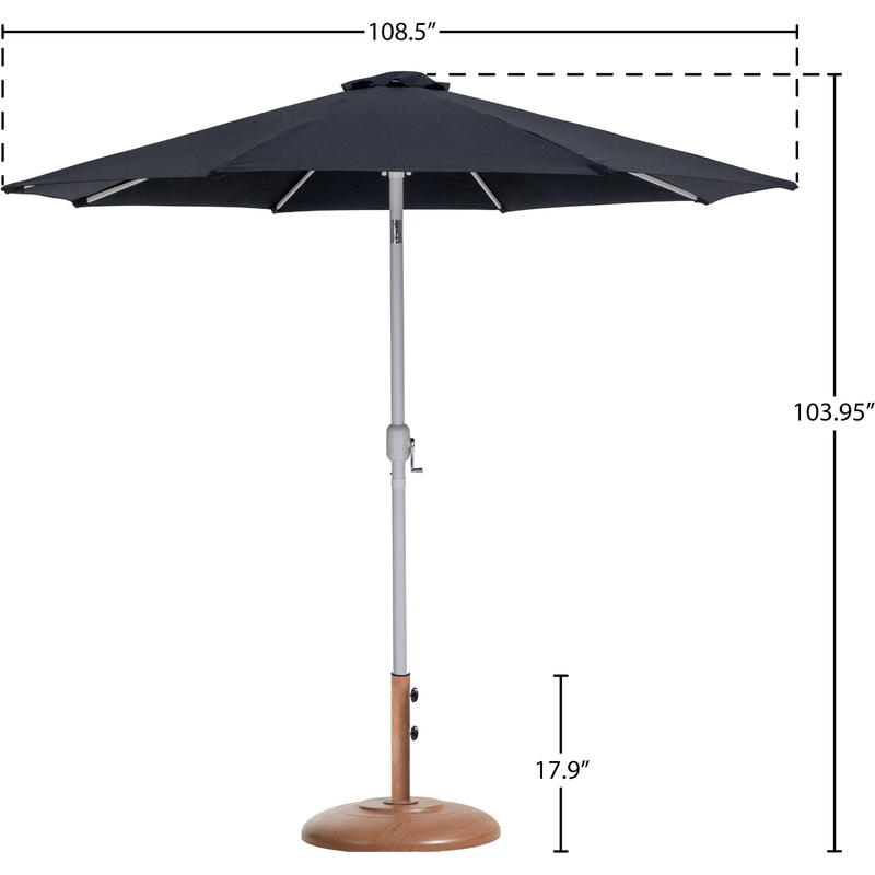 Meridian Fiji Black Fabric / Teak Aluminum Patio Umbrella with Base Sets IMAGE 16