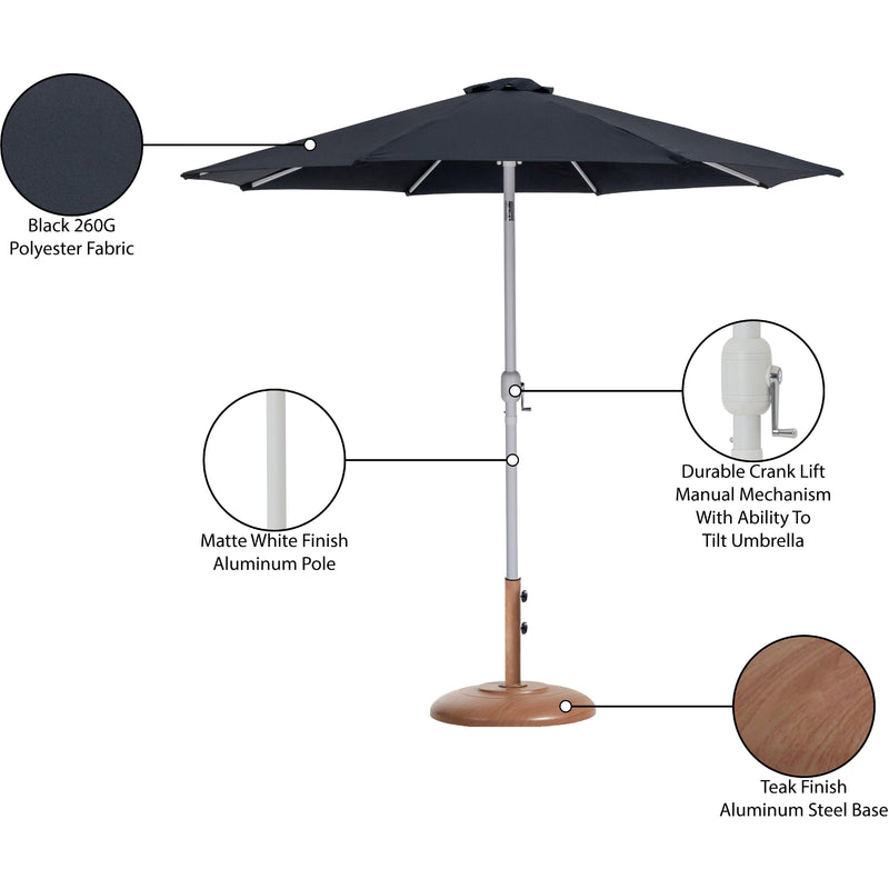 Meridian Fiji Black Fabric / Teak Aluminum Patio Umbrella with Base Sets IMAGE 17