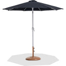 Meridian Fiji Black Fabric / Teak Aluminum Patio Umbrella with Base Sets IMAGE 1