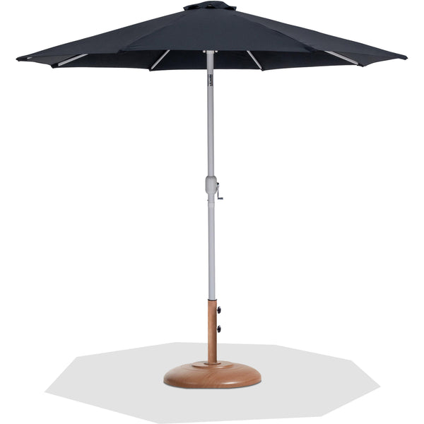 Meridian Fiji Black Fabric / Teak Aluminum Patio Umbrella with Base Sets IMAGE 1